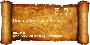 Beretzky Tarján névjegykártya